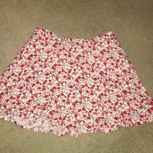 White Skirt with Pink and Red Floral Pattern